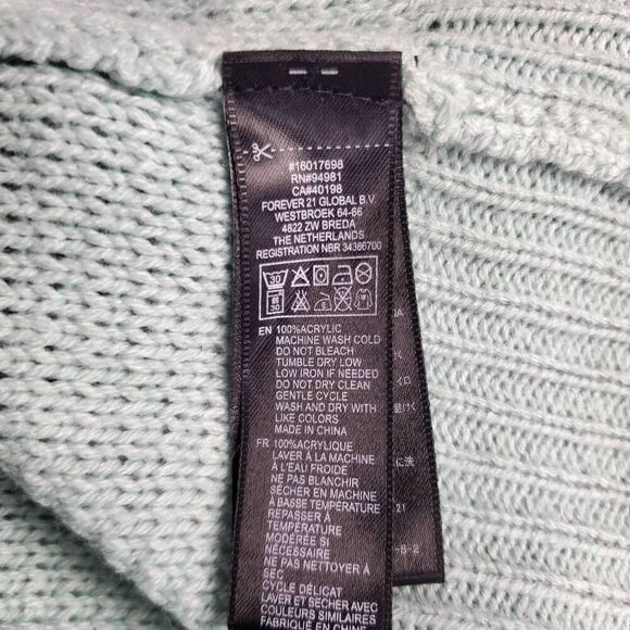 Forever 21 Mint Green Knit Pullover Sweater Women’s Small Long Sleeve - Picture 6 of 7